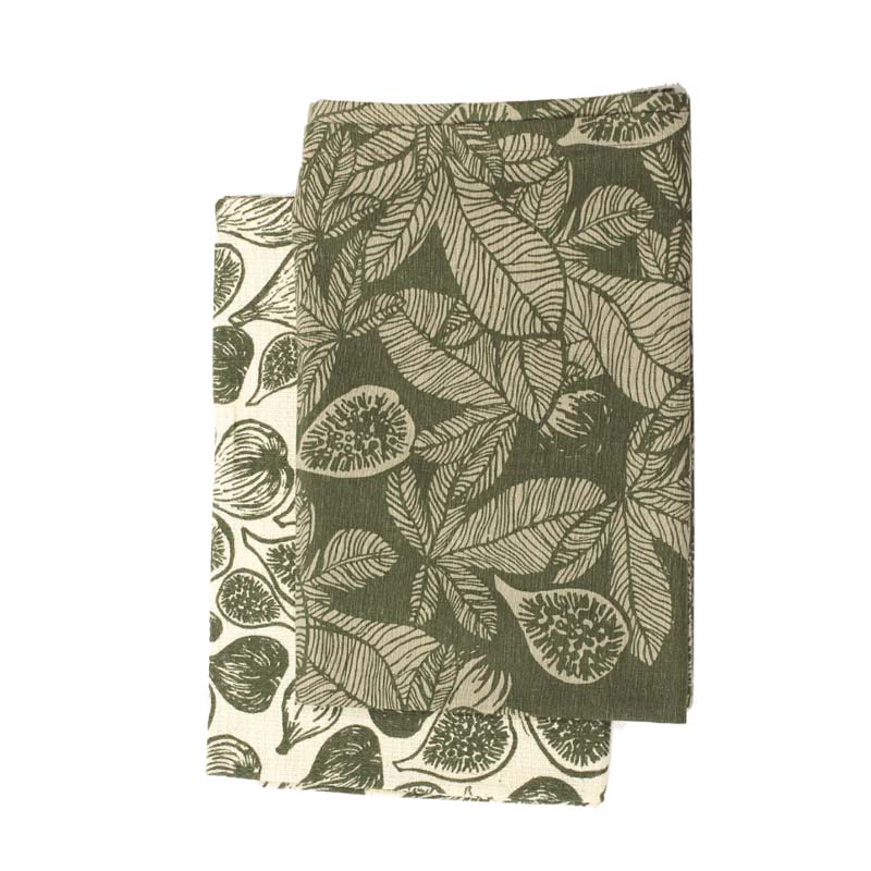 Raine & Humble Fig Tree Tea Towel Pack - Burnt Olive (2pc) | Koop.co.nz