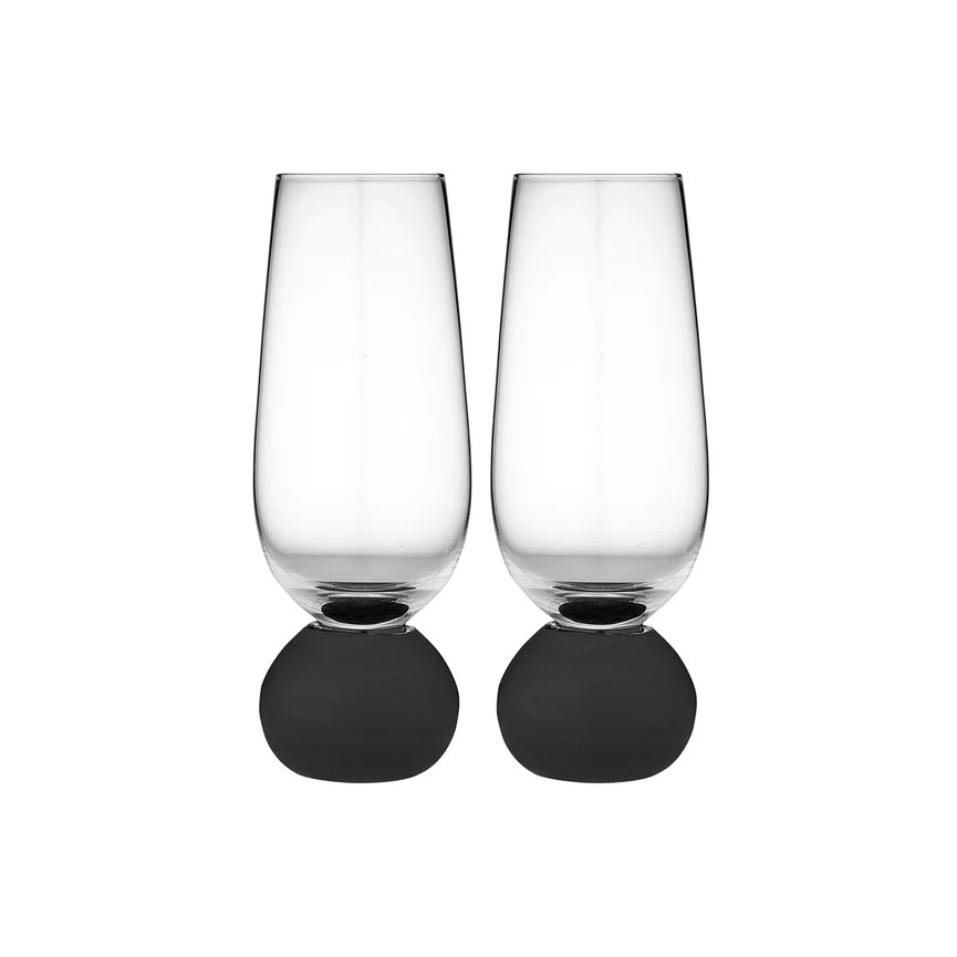 Ladelle Astrid Champagne Glass Set - Black (2pc) | Koop.co.nz