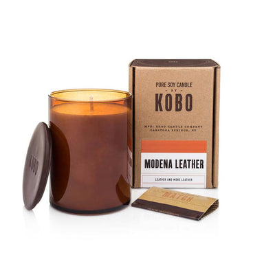 KOBO Woodblock Soy Candle 15oz - Modena Leather | Koop.co.nz