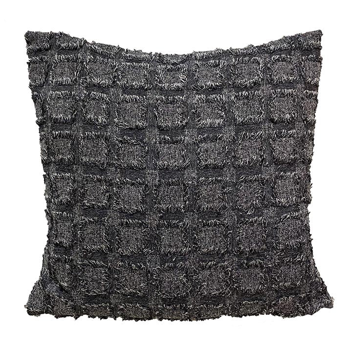 Le Forge Gingham Cushion - Charcoal/Black (45cm) | Koop.co.nz