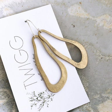 Twigg Organic Oblong Brass Earrings | Koop.co.nz