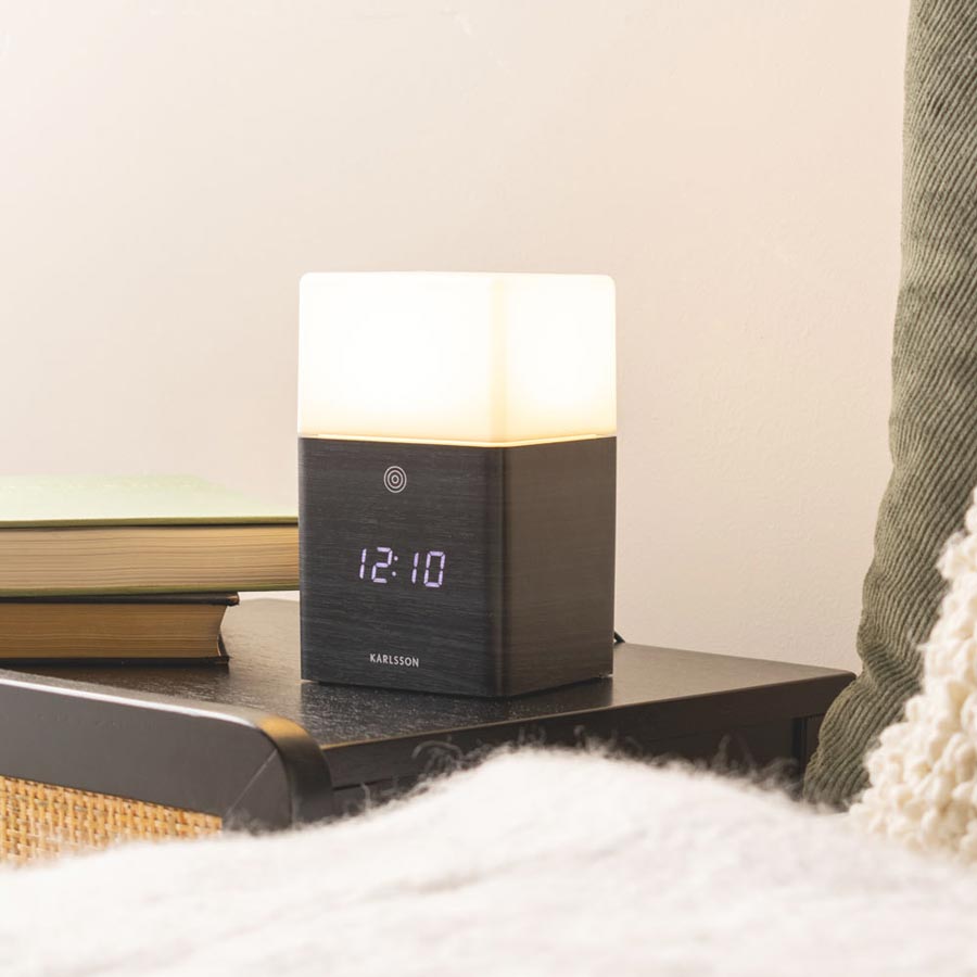 Karlsson Frosted LED Alarm Clock with Light Blackened Wood Karlsson