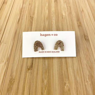 Hagen & Co. Open Arch Stud Earrings - Gold Glitter | Koop.co.nz
