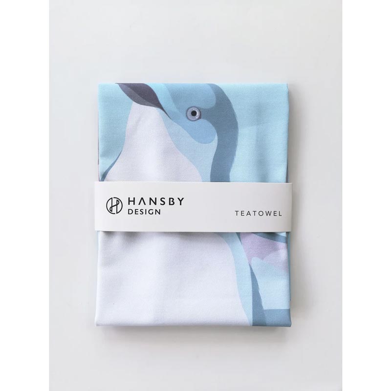 Hansby Design NZ Blue Penguin Tea Towel Kiwiana Tea Towels NZ KOOP