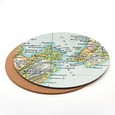 100% New Zealand NZ Vintage Map Coaster - Cook Strait | Koop.co.nz