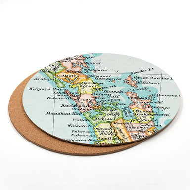 100% New Zealand NZ Vintage Map Coaster - Auckland | Koop.co.nz