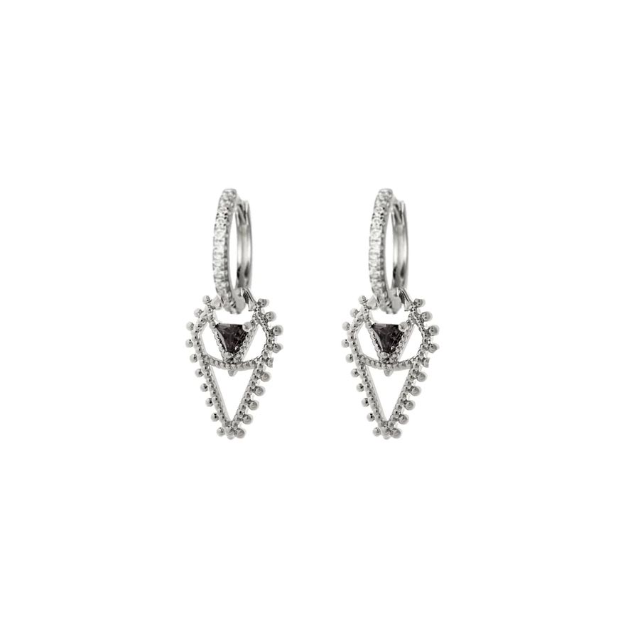 Lindi Kingi Hearts & Lovers Black & Silver Sleeper Earrings | Koop.co.nz