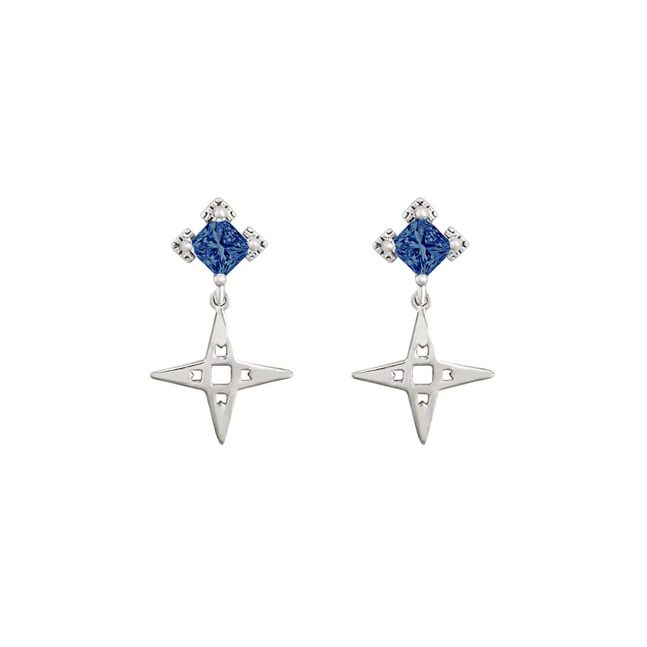Lindi Kingi Sapphire Star Platinum Earrings | Koop.co.nz