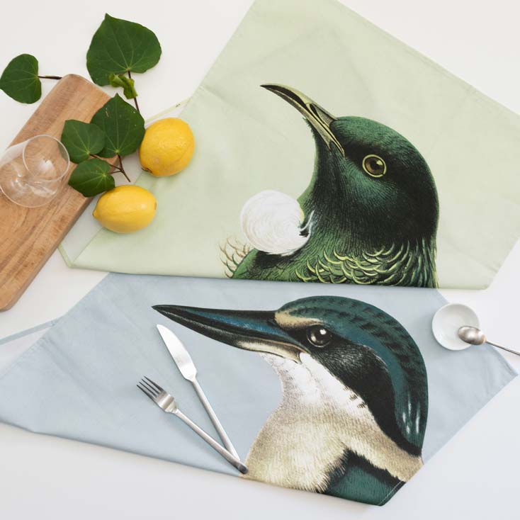 100% New Zealand Hushed Green Tui Tea Towel | Koop.co.nz