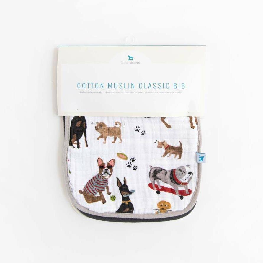 Little Unicorn Cotton Muslin Classic Bib 3pk - Woof | Koop.co.nz