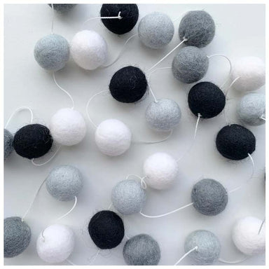 Sheepish Design NZ Wool Ball Garland - Monochrome | Koop.co.nz