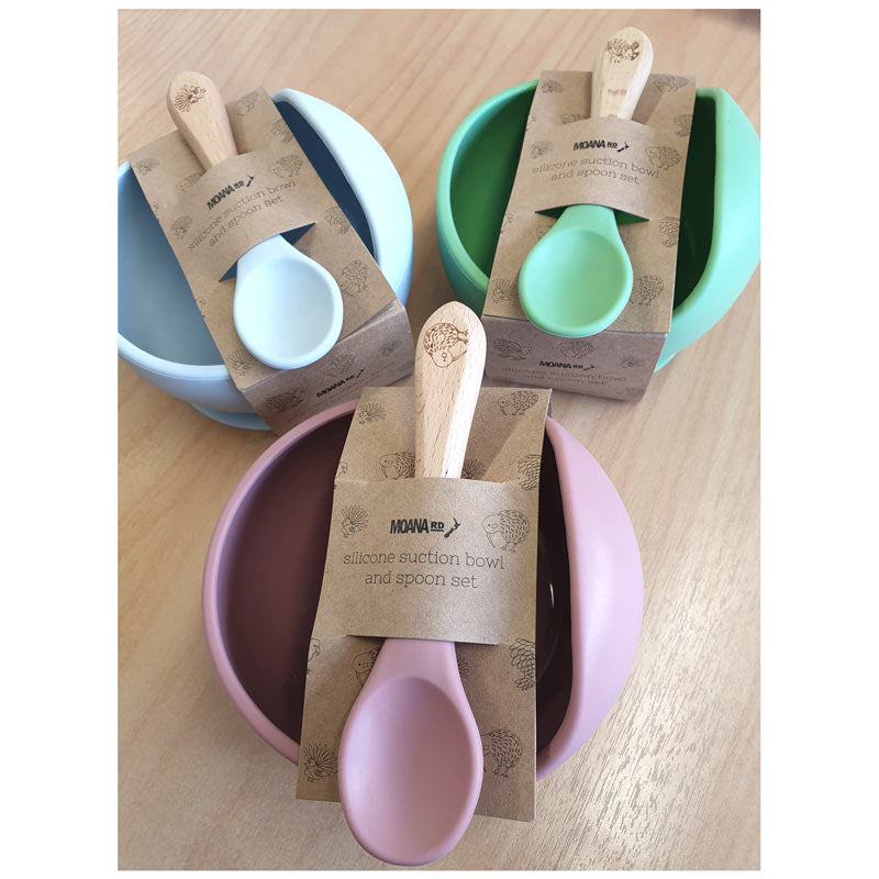 Moana Road Silicone Suction Bowl & Spoon - Pink | Koop.co.nz